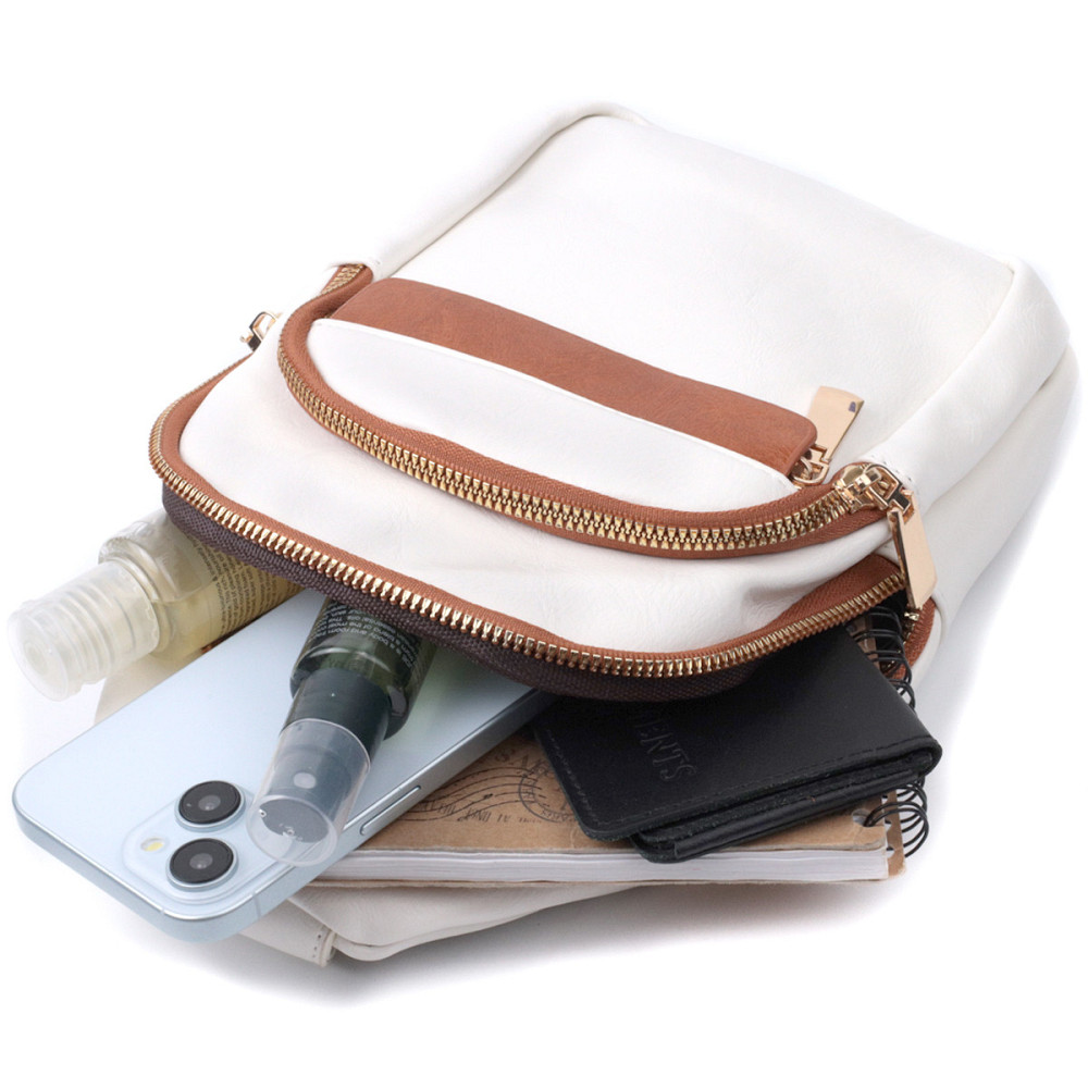 Жіноча сумка з однією лямкою через плече з гладкої екошкіри Vintage 22768 Білий Київ - фото 8