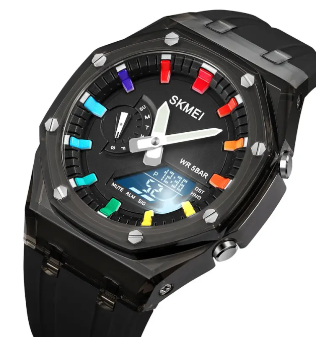 Часы мужские спортивные Skmei 2100 (Черные с черным циферблатом) Винница - изображение 5