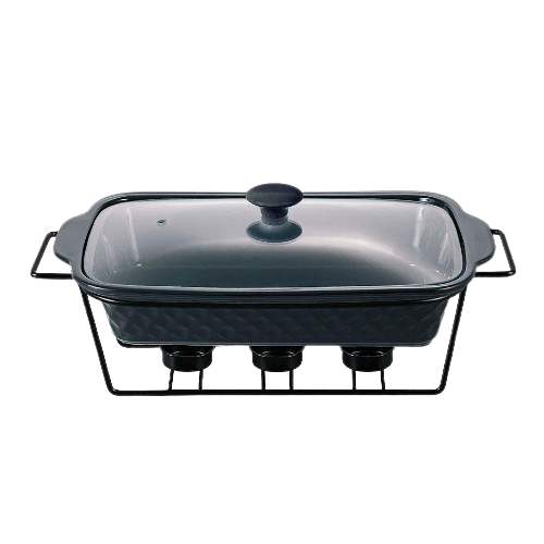 Марміт прямокутний 2л 36см кераміка скляна кришка + метал.підставка чорний 6421 KAMILLE Житомир - изображение 2