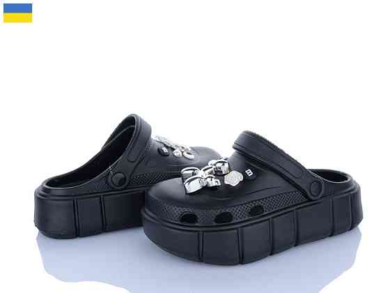 Кроксы черные женские на высокой толстой подошве легкие платформе с украшением 39 Одесса