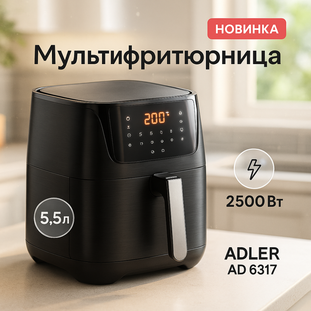 Аэро-фритюрница без растительного масла ADLER AD 6317 5.5Л 2500Вт, Электрические фритюрницы для дома OD-47 Львов - изображение 16