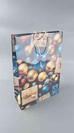 Новогодний ,картонные пакеты с ручками Гигант вертикальный 30х47х12-005 (12 шт) Харьков