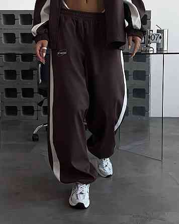 Жіночий стильний костюм оверсайз — двійка плащівка Еммі + підкладка спорт Шоколад, 42/44 Одеса