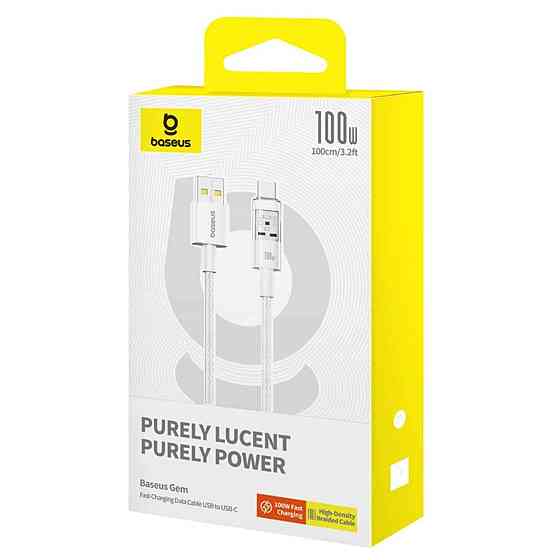 Кабель Baseus Gem Fast-Charging Data Cable USB to USB-C 100W 1m Moon White P10373002211-00 Одесса