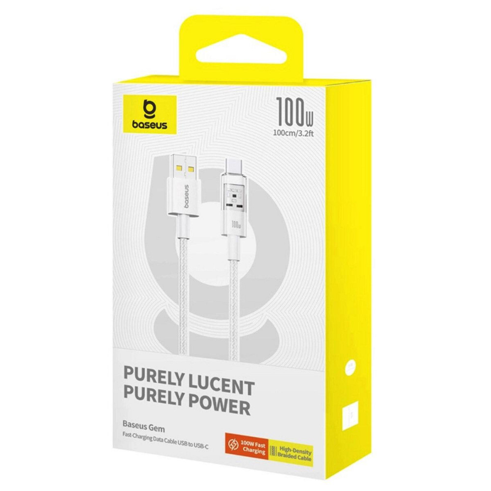 Кабель Baseus Gem Fast-Charging Data Cable USB to USB-C 100W 1m Moon White P10373002211-00 Одесса - изображение 2