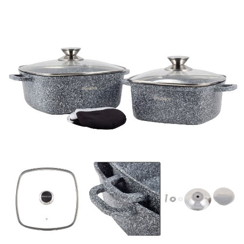 Набір каструль 5 предметів квадратні (каструлі d20-2,3л/d24-4,4л + прихватки) Ofenbach Житомир