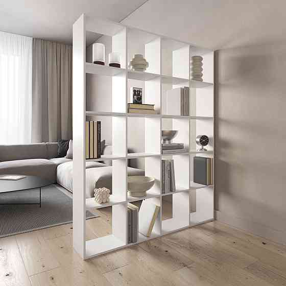 Стелаж VAYS M-3 Білий, книжкова полиця на 20 комірок, ЛДСП, 143×29×178 см - для дому, офісу, дитячої або вітальні Львів