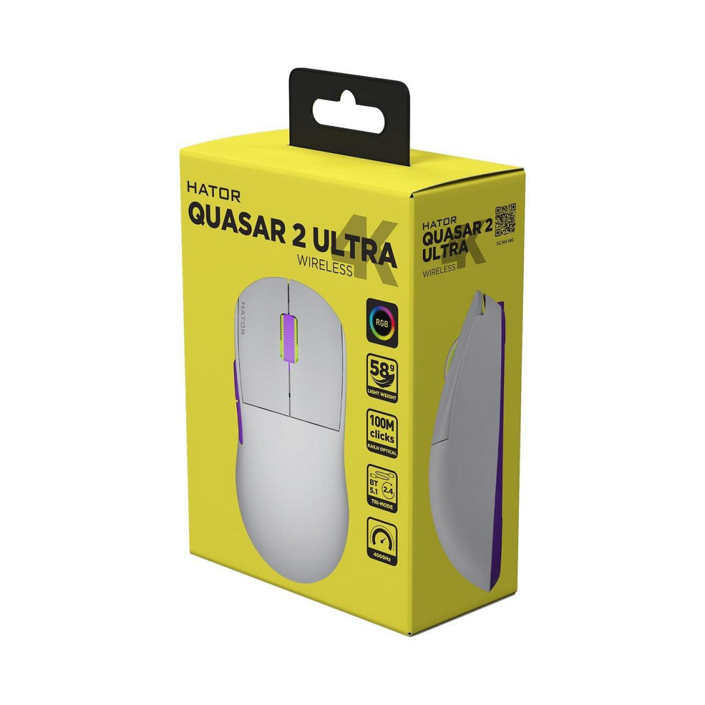 Миша бездротова Hator Quasar 2 Ultra 4K Wireless White/Lilac (HTM571WL) Біло-фіолетовий Харьков - изображение 7