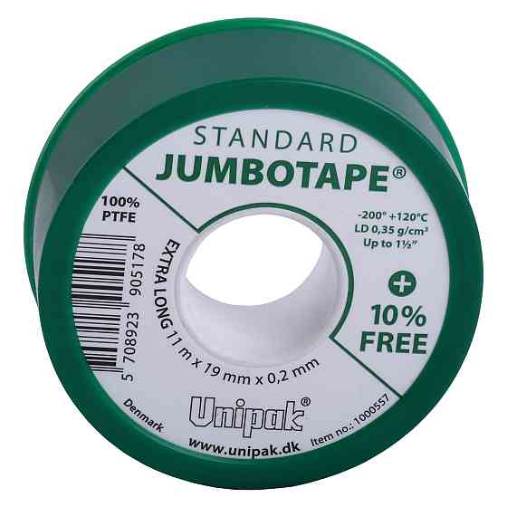 Фум стрічка тефлонова Jumbotape standard UNIPAK (11м х 19мм х 0,2мм) Тернополь