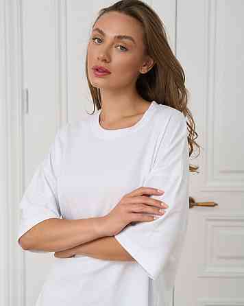 Футболка женская оверсайз круглое горло Nicoletta - Белая XL Киев