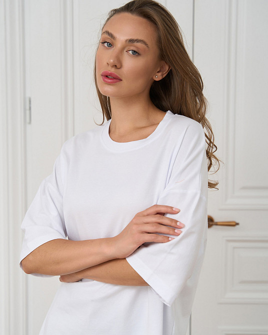 Футболка жіноча оверсайз кругла горло Nicoletta — Біла XL Київ - фото 6