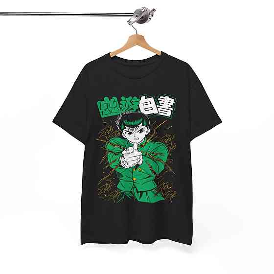 Футболка чоловіча з аніме принтом Йу Йу Хакусхо Кувабара оверсайз (S/M/L) Чорний AnimeJ0011 Дніпро