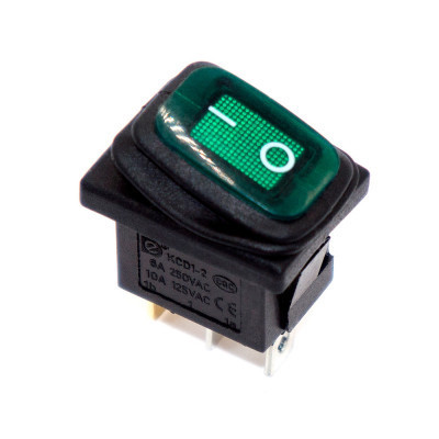 Перемикач Daier KCD1-2-101NW, з підсвіткою, вологозахищений, ON-OFF, 3pin, 6A 250V, червоний Полтава - фото 1