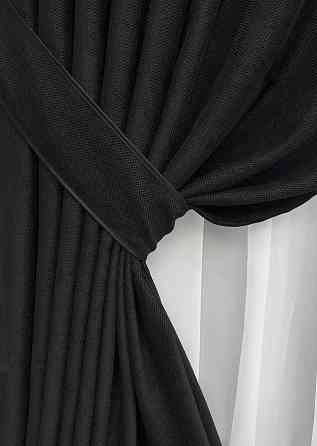 Комплект готових штор VR-Textil Льон Grand Linen № 2040ш Чорний 200х300см 2 шт (32-386) Київ