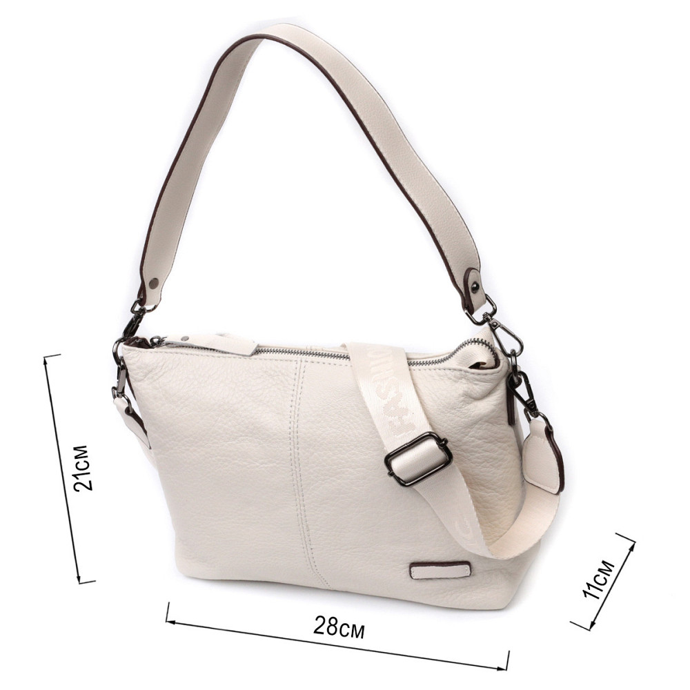 Прямокутна сумка жіноча з двома знімними ременями з натуральної шкіри Vintage 22377 Біла Київ - фото 3