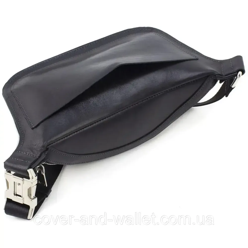 Модная женская сумка бананка из натуральной кожи черного цвета Grande Pelle 743610 Киев - изображение 7