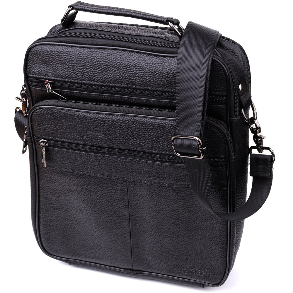 Сумка мужская с ручкой для переноса в руке из натуральной кожи Черный (Vintage) Киев - изображение 5