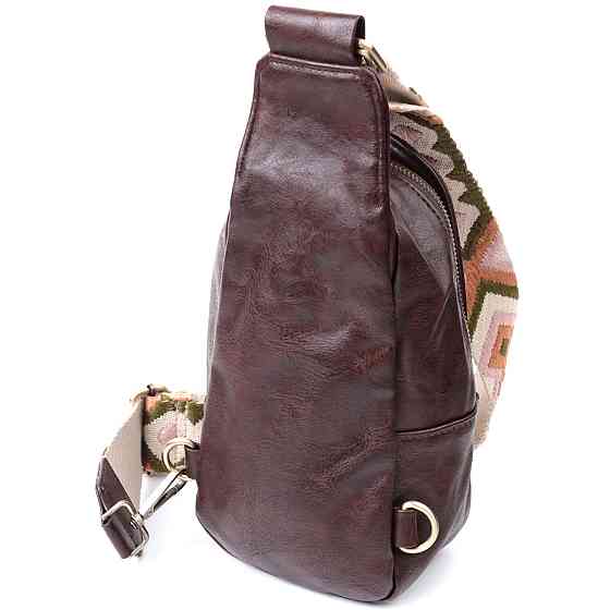 Удобная сумка через плечо в модном цвете из экокожи Vintage 22794 Коричневый Киев