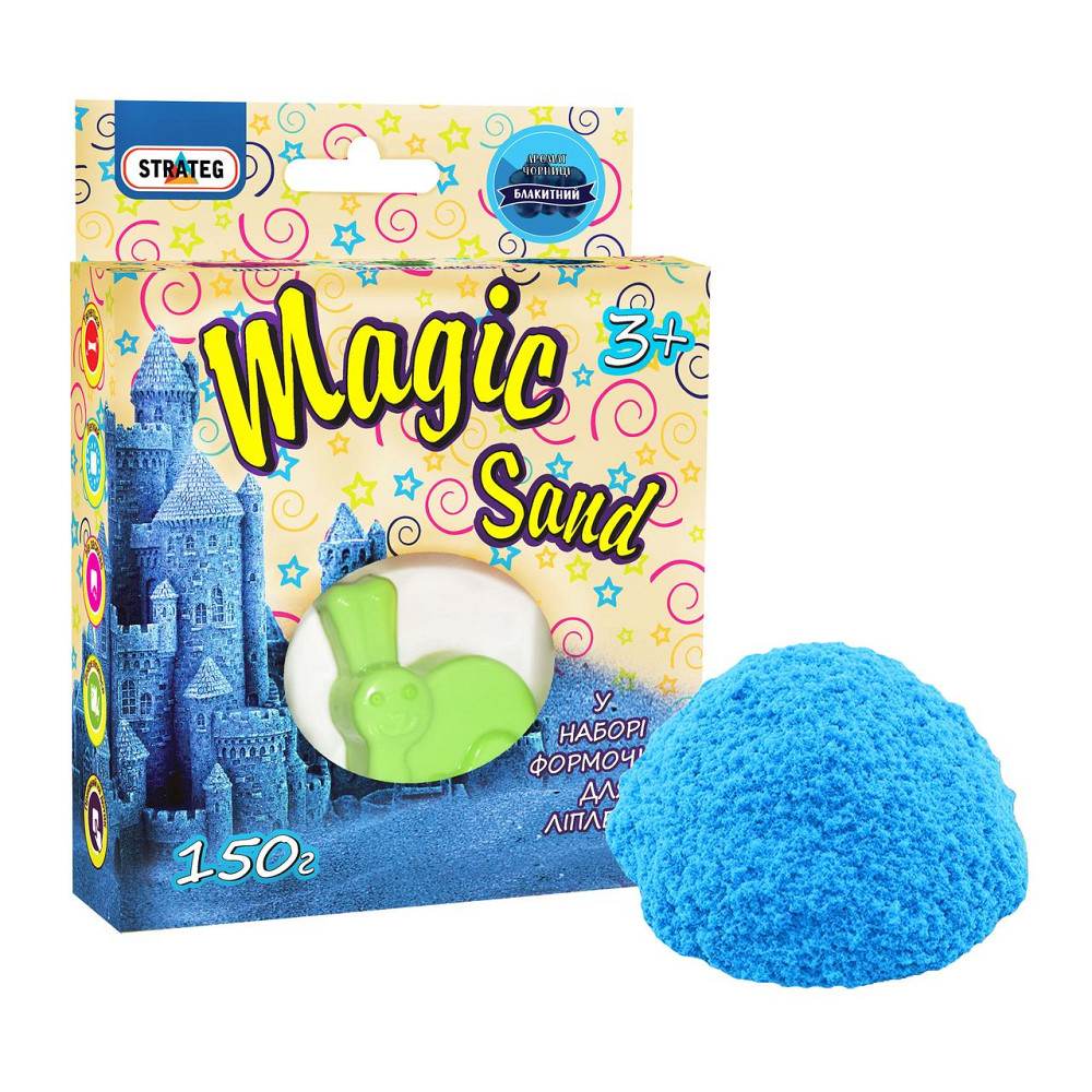 Magic sand блакитний з ароматом чорниці, з формочкою 0,150 кг, у кор-ці14см-11см-3,2см, шт Киев - изображение 1