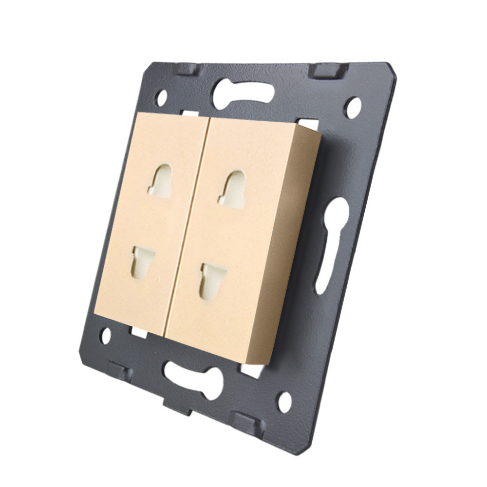 LIVOLO Універсальна подвійна розетка LIVOLO, золота, 2 стандарти в 1 (EU/US), з захисними шторк Коломия - фото 3