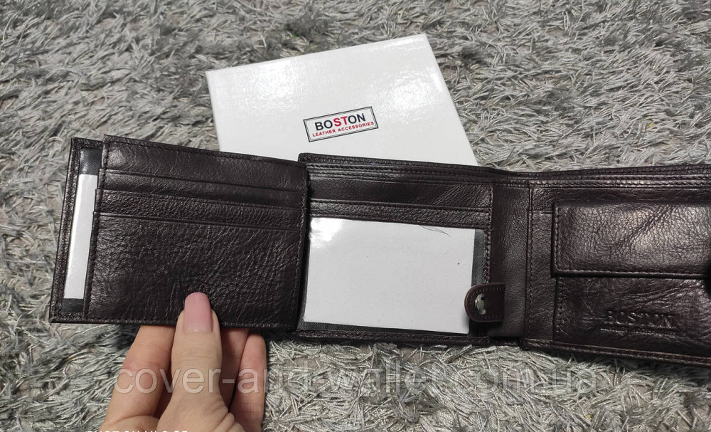Кожаный мужской кошелек коричневого цвета с блоком для документов Boston 102 Киев - изображение 5
