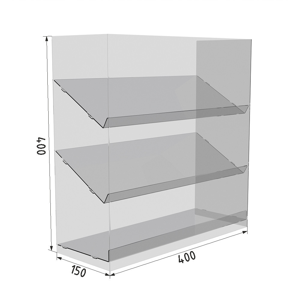 Підставка вітрина EKOSTAR під батончики настільна 3 полки 400х150х400 Київ - фото 4