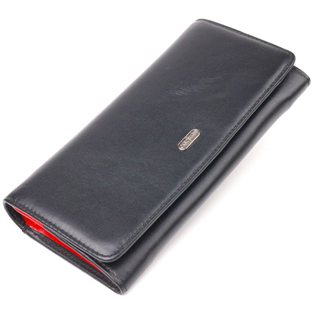 Вместительный кошелек для женщин из натуральной гладкой кожи CANPELLINI 21611 Черный Киев - изображение 1