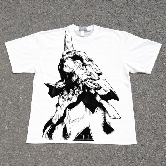 Футболка мужская с принтом аниме Неон Генезис Евангелион Унит Берсерк Хеад оверсайз (S/M/L) Белый Днепр