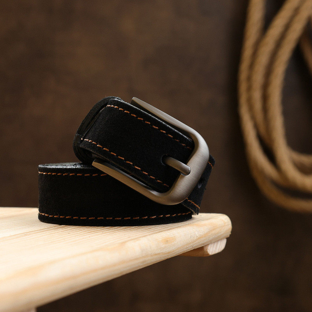 Замшевий ремінь унісекс Vintage 20781 Чорний Київ - фото 10