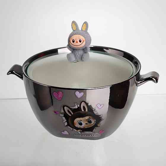 Yiwu Бульйонниця порцелянова Labubu з кришкою та ручками 800 (мл) Ø15 (см) дитяча тарілка для с Коломия
