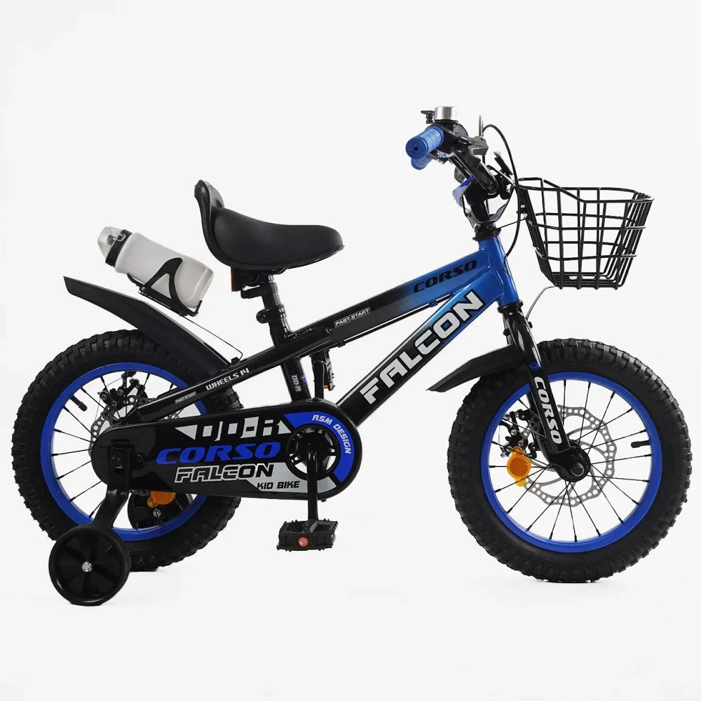 Велосипед Corso Falcon двоколісний 14 дюймів із додатковими колесами Синій (FL-14941) Чернігів - фото 2