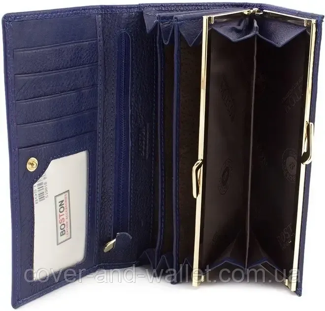 Cиній шкіряний класичний гаманець з натуральної шкіри Boston S1001B Київ - фото 7