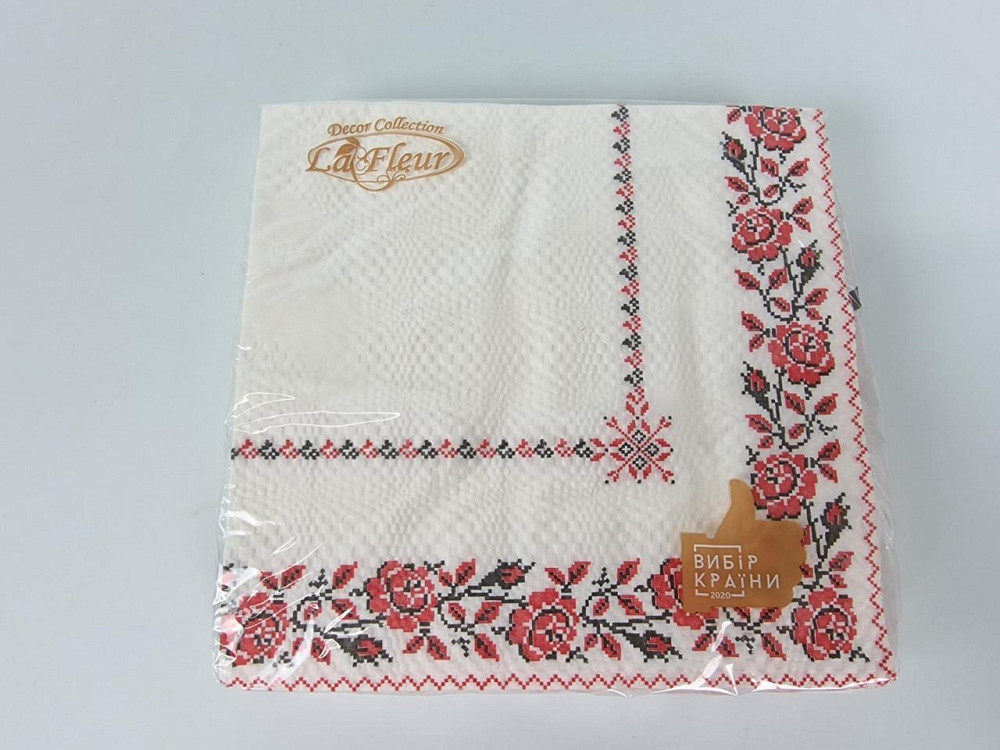 Бумажная двухслойная салфетка (ЗЗхЗЗ, 16шт)  La Fleur Розовый платок (1311) (1 пачка) Харьков - изображение 1