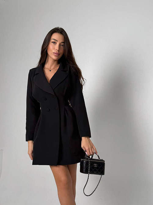 Женское базовое платье-пиджак на подкладке костюмка Черный, 46/48 Одесса - изображение 5