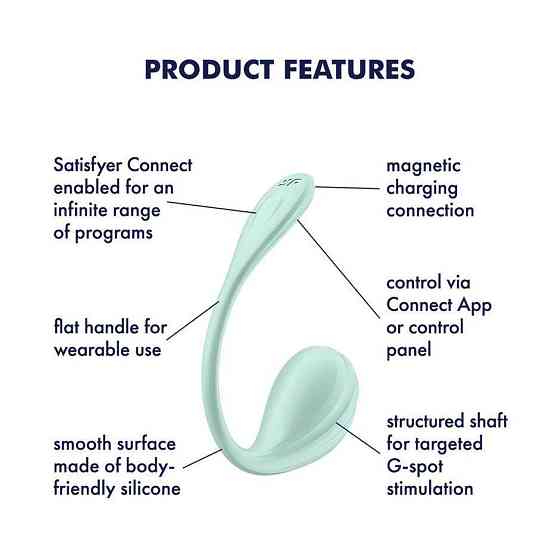 Смарт-віброяйце Satisfyer Smooth Petal Connect App Mint Sex Aura Київ