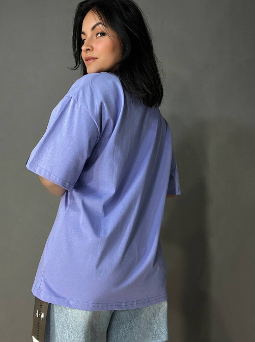 Футболка женская A-N 26075 оверсайз базовая с нашивкой, сиреневый, one size Киев - изображение 19