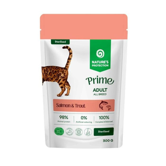 Nature's Protection Prime Sterilised Adult Cats Salmon and Trout Вологий корм для стерилізованих котів з лососем і фореллю, 300 г Київ - фото 1