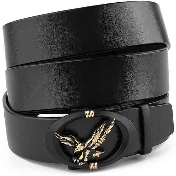 Ремень мужской с пряжкой автомат с силуэтом орла Vintage 20297 Черный Киев