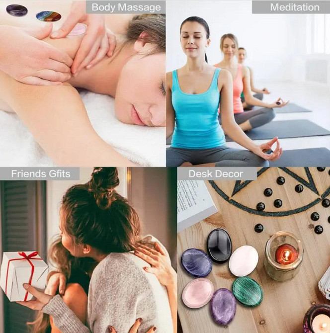 Овальный камень из натурального малахита 45 мм | Антистресс-камень для медитации, снятия напряжения  Киев - изображение 4