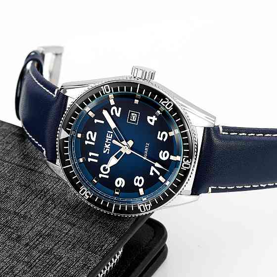 Skmei 9232LSIBU Silver-Blue-Leather Strap SBR Киев