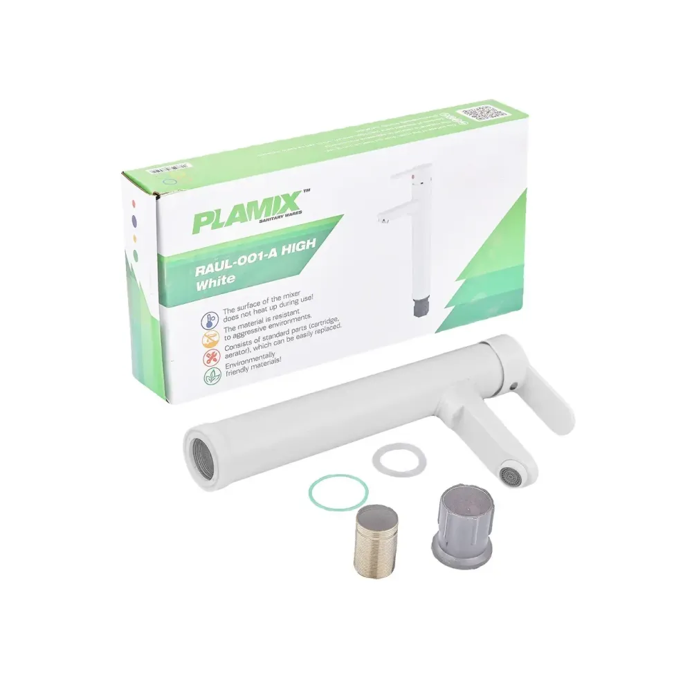 Змішувач для умивальника Plamix Raul-001-A HIGH White високий (без шлангів) (PM0655) Чернівці - фото 8