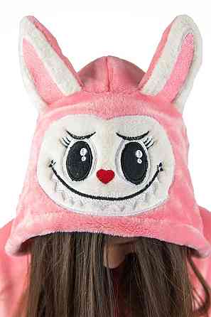 Детская пижама-кигуруми детский и подростковый,Лабубу розовый, пижама -  комбинезон домашний на молнии топ Киев