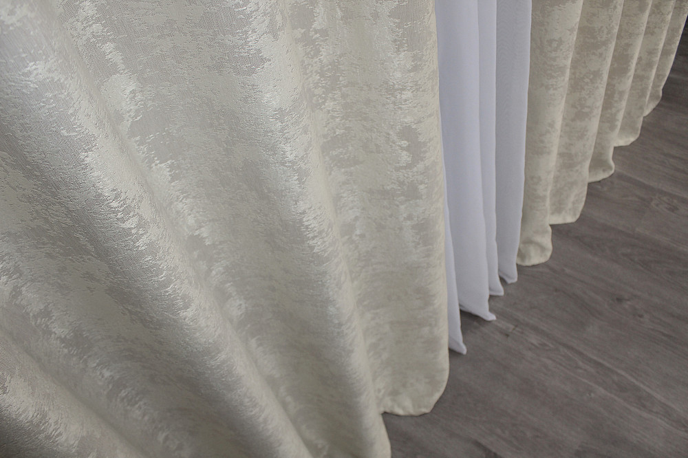 Комплект штор на люверсах VR-Textil Жаккард Sultan XO № 1281ш 150х250 см 2 шт Светло-бежевый (37-0034) Киев - изображение 7