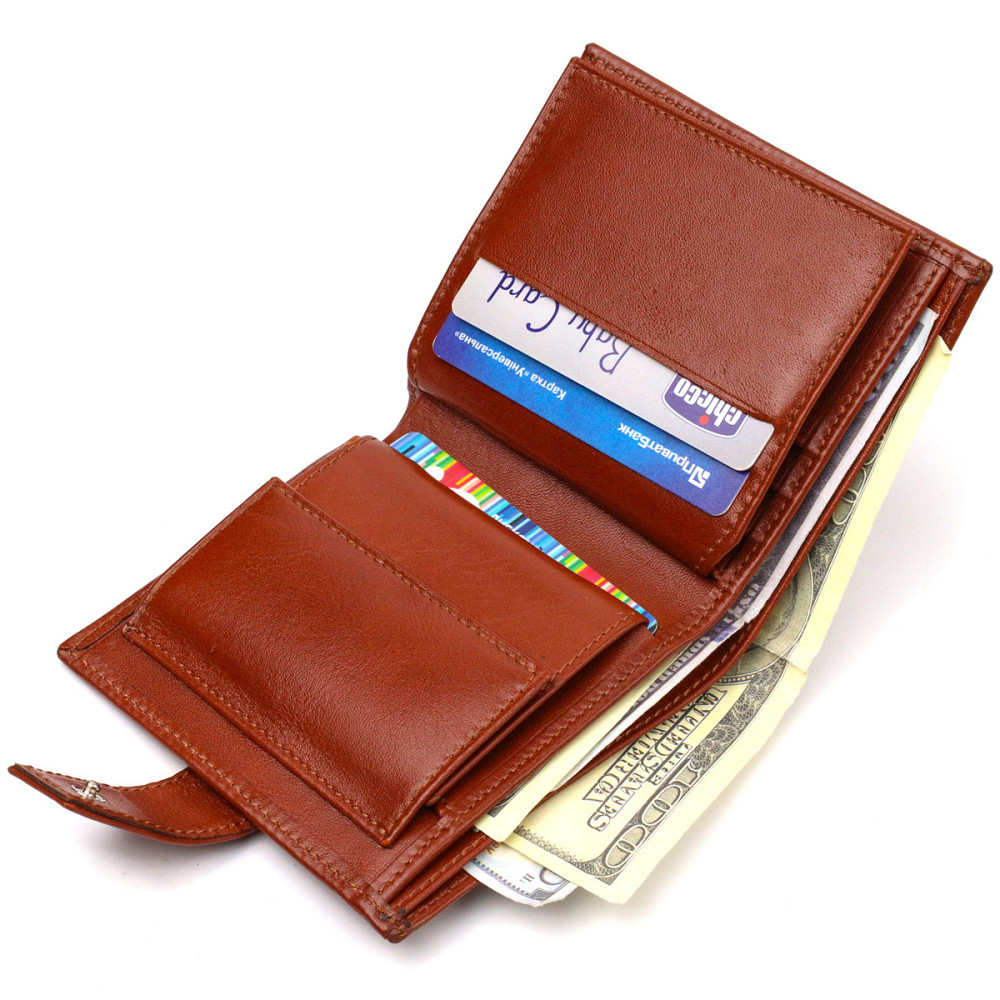 Відмінний чоловічий гаманець з натуральної гладкої шкіри Коричневий (CANPELLINI) Київ - фото 1