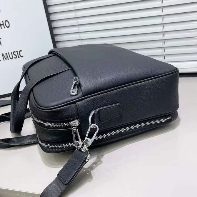 Кожаная мужская деловая сумка-портфель портфель для ноутбука черный Tiding Bag 56901 Каменское - изображение 5