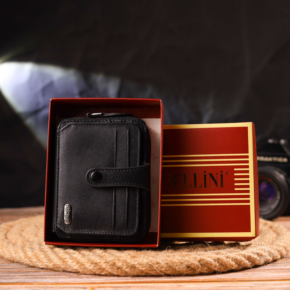 Красивое портмоне из натуральной гладкой кожи CANPELLINI 21492 Черное Киев - изображение 9