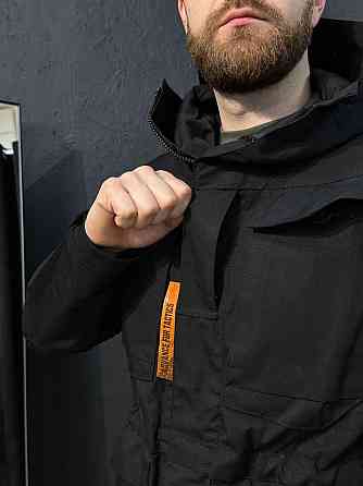 Чоловіча тактична куртка чорна ріп-стоп з капюшоном, водонепроникна і вітрозахисна, демісезонна Львів