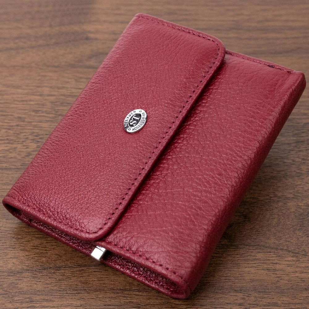 Кожаный женский кошелек с монетницей ST Leather 19480 Бордовый Киев - изображение 11