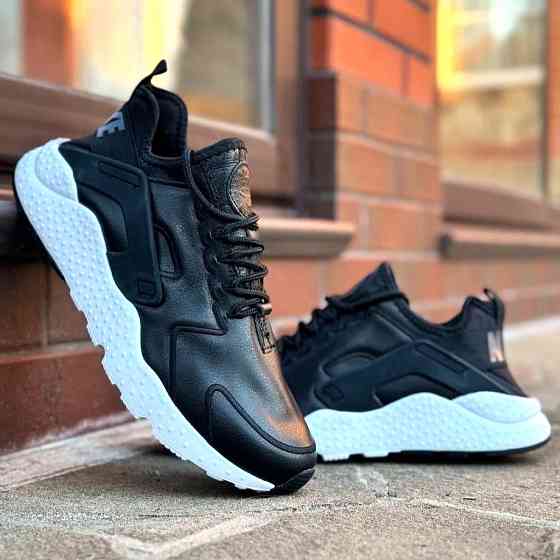 Мужские Чёрные Термо Кроссовки Nike Huarache Кожаные Найк Еврозима (размеры: 41,42,43,44,45) Видео Обзор Днепр