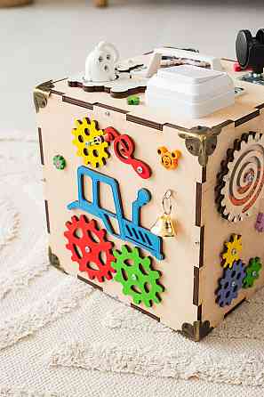 Маленький Бізікуб 23*23*23 Розвивальний дитячий куб Бізікуб із фанери без фарби Бізіборд Київ